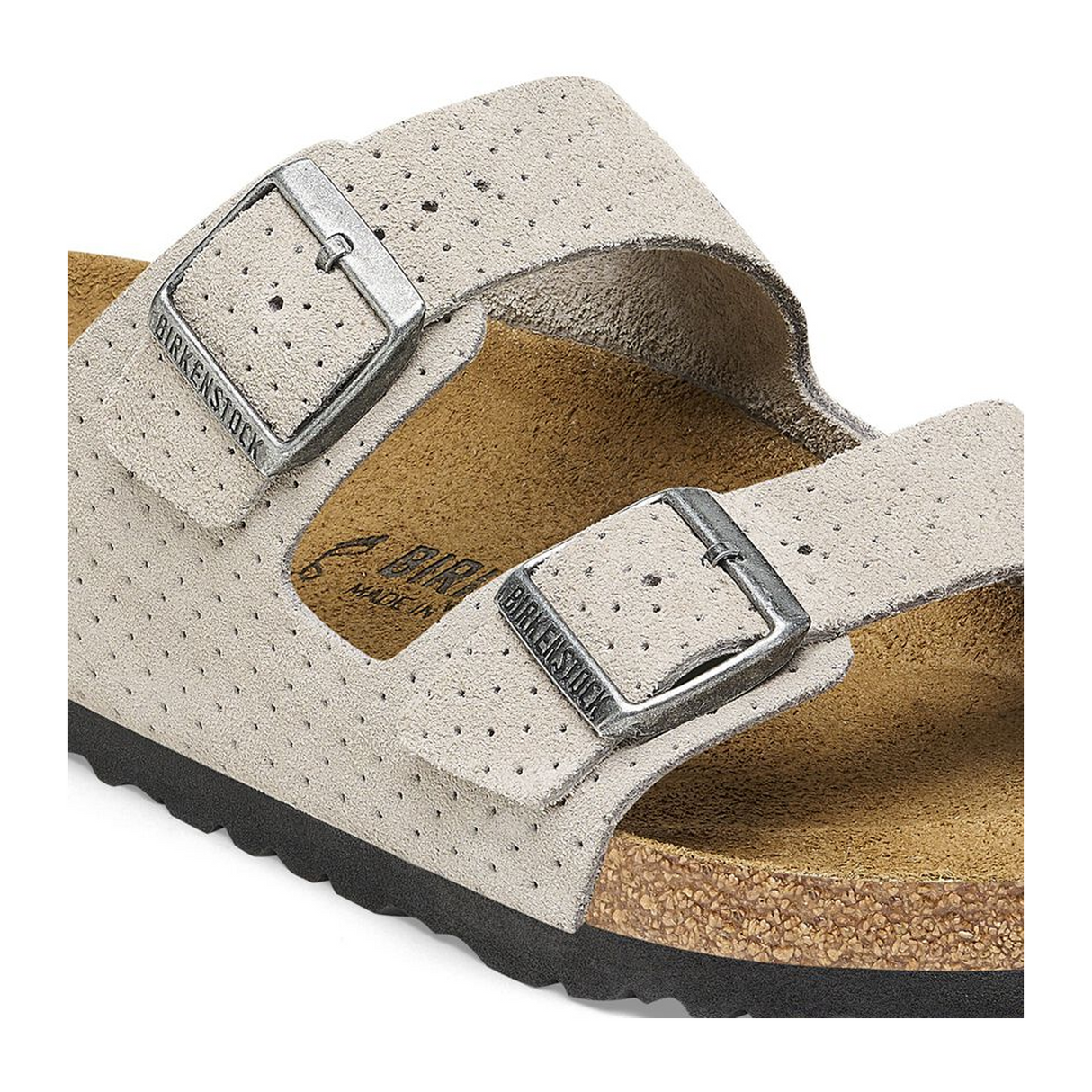 Birkenstock Arizona Slide Sandal (Men) - Dotted Stone Coin Suede Sandals - Slide - The Heel Shoe Fitters