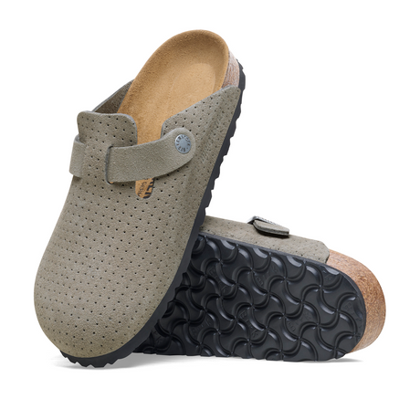 Birkenstock Boston Clog (Women) - Dotted Stone Coin Suede Dress Casual - Clogs & Mules - The Heel Shoe Fitters