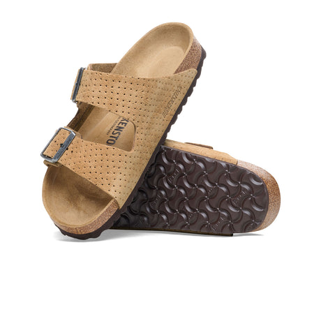 Birkenstock Arizona Narrow Slide Sandal (Women) - Dotted New Beige Suede Sandals - Slide - The Heel Shoe Fitters