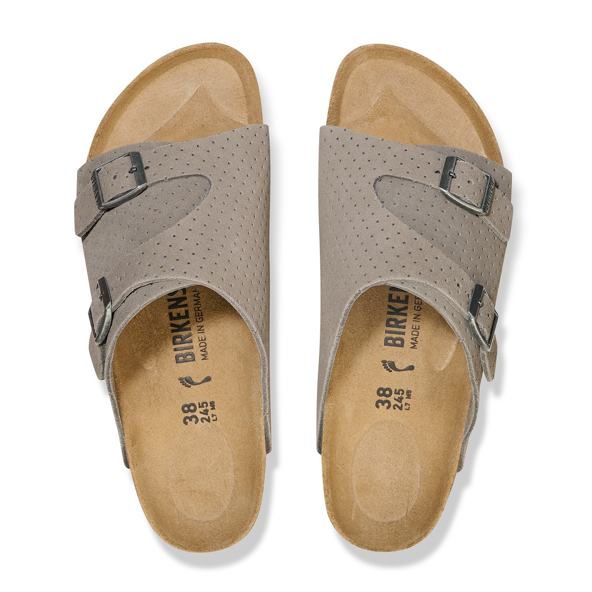 Birkenstock Zurich Slide Sandal (Unisex) - Dotted Stone Coin Suede Sandals - Slide - The Heel Shoe Fitters