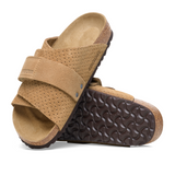 Birkenstock Kyoto Slide Sandal (Women) - Dotted New Beige Suede Sandals - Slide - The Heel Shoe Fitters