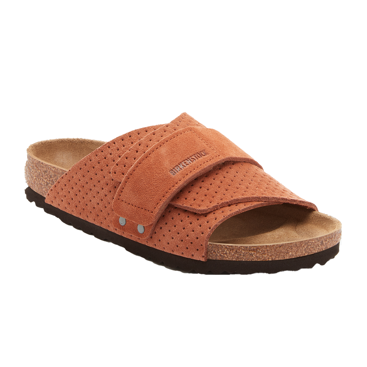 Birkenstock Kyoto Slide Sandal (Women) - Dotted Burnt Orange Suede Sandals - Slide - The Heel Shoe Fitters