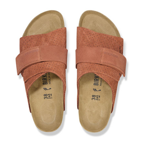 Birkenstock Kyoto Slide Sandal (Women) - Dotted Burnt Orange Suede Sandals - Slide - The Heel Shoe Fitters