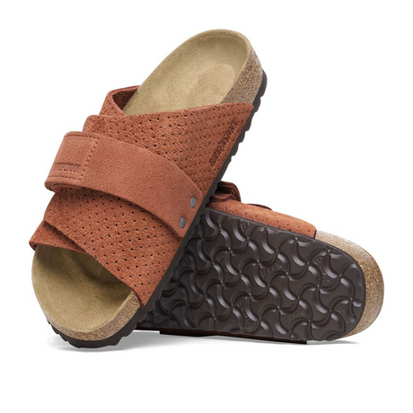 Birkenstock Kyoto Slide Sandal (Women) - Dotted Burnt Orange Suede Sandals - Slide - The Heel Shoe Fitters