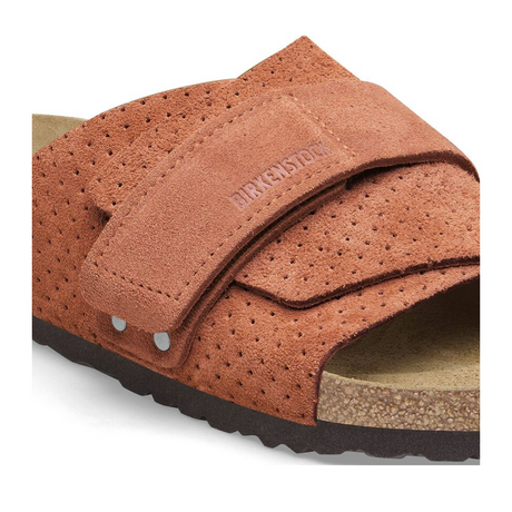 Birkenstock Kyoto Slide Sandal (Women) - Dotted Burnt Orange Suede Sandals - Slide - The Heel Shoe Fitters