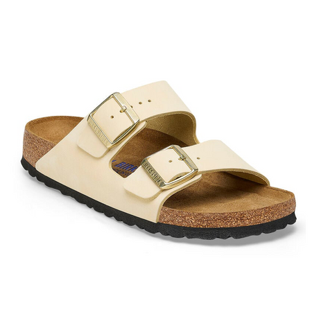 Birkenstock Arizona Soft Footbed (Women) - Ecru Nubuck Sandals - Slide - The Heel Shoe Fitters