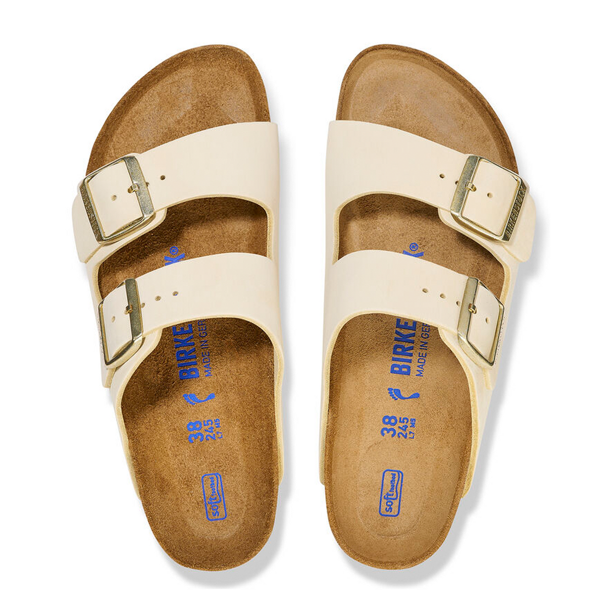 Birkenstock Arizona Soft Footbed (Women) - Ecru Nubuck Sandals - Slide - The Heel Shoe Fitters