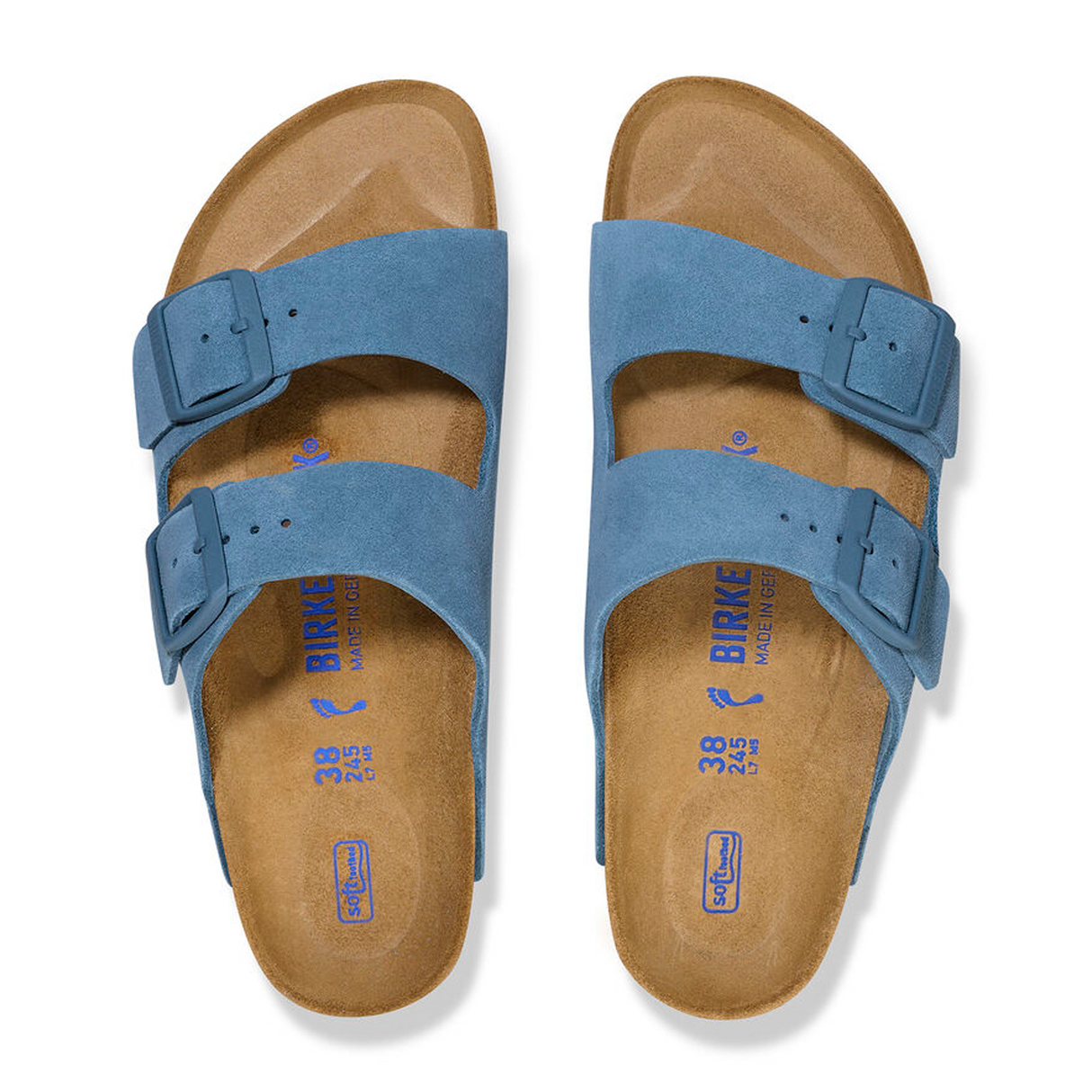 Birkenstock Arizona Soft Footbed (Men) - Elemental Blue Suede Sandals - Slide - The Heel Shoe Fitters