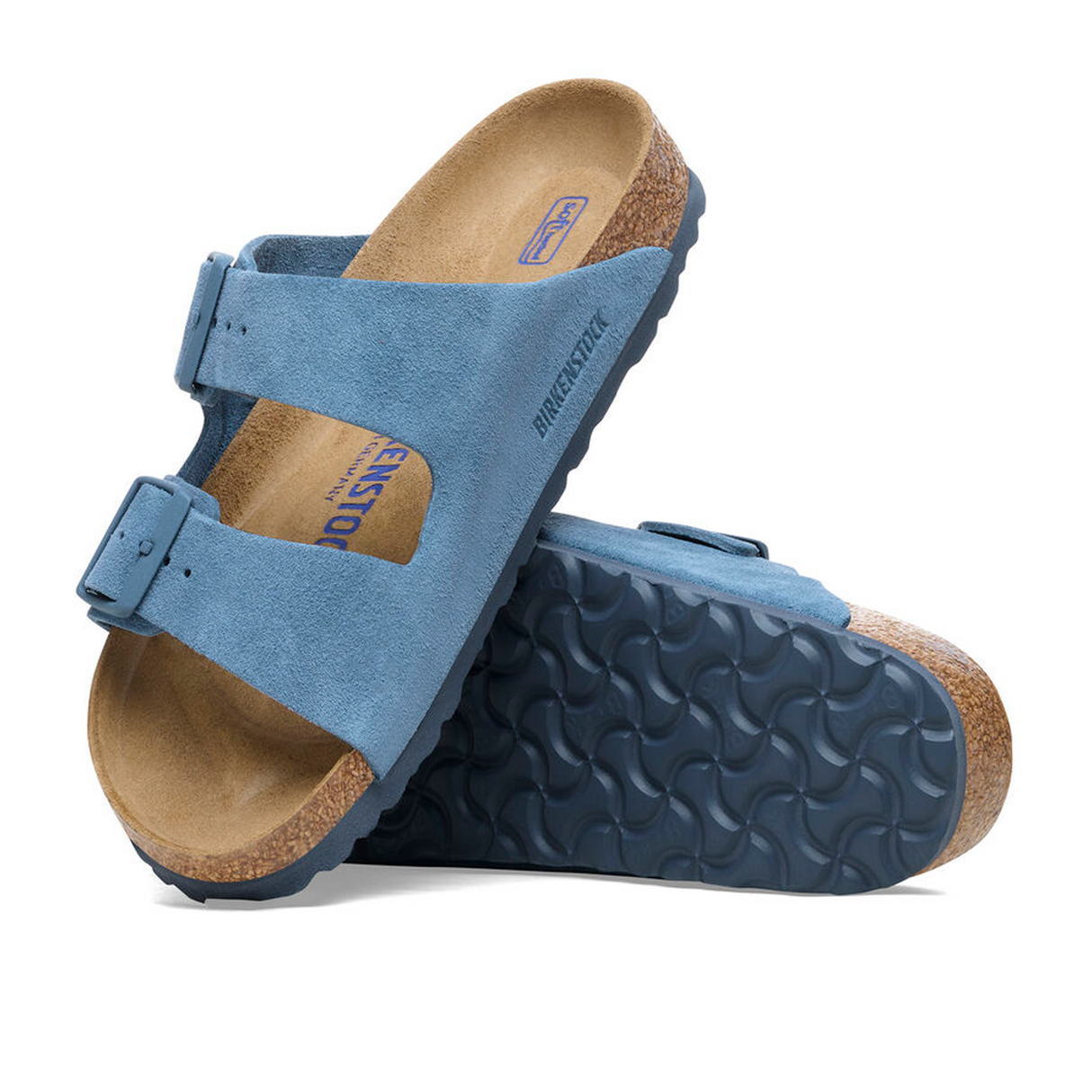 Birkenstock Arizona Soft Footbed (Men) - Elemental Blue Suede Sandals - Slide - The Heel Shoe Fitters