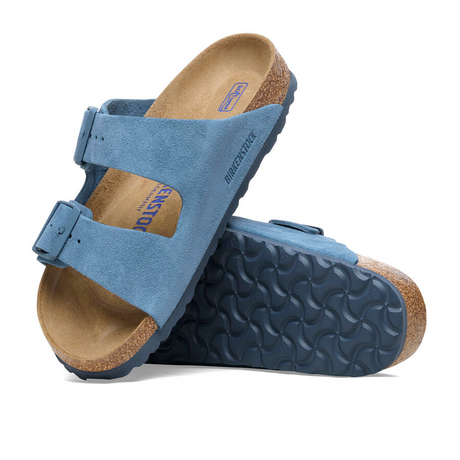 Birkenstock Arizona Soft Footbed Slide Sandal (Men) - Elemental Blue Suede Sandals - Slide - The Heel Shoe Fitters