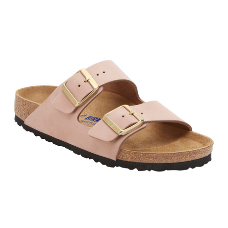 Birkenstock Arizona Soft Footbed (Women) - Soft Pink Nubuck Sandals - Slide - The Heel Shoe Fitters