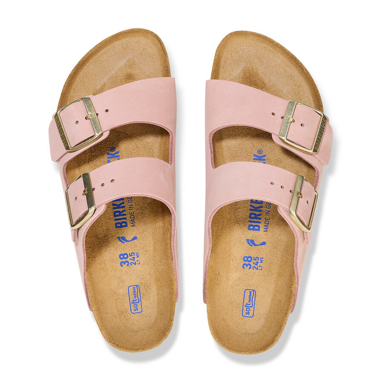 Birkenstock Arizona Soft Footbed (Women) - Soft Pink Nubuck Sandals - Slide - The Heel Shoe Fitters