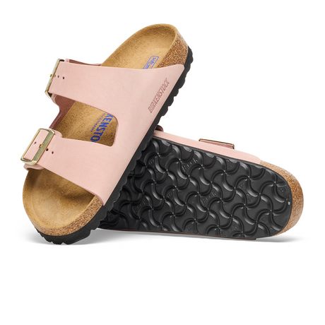 Birkenstock Arizona Soft Footbed Slide Sandal (Women) - Soft Pink Nubuck Sandals - Slide - The Heel Shoe Fitters