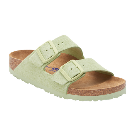 Birkenstock Arizona Soft Footbed Slide Sandal (Women) - Faded Lime Suede Sandals - Slide - The Heel Shoe Fitters