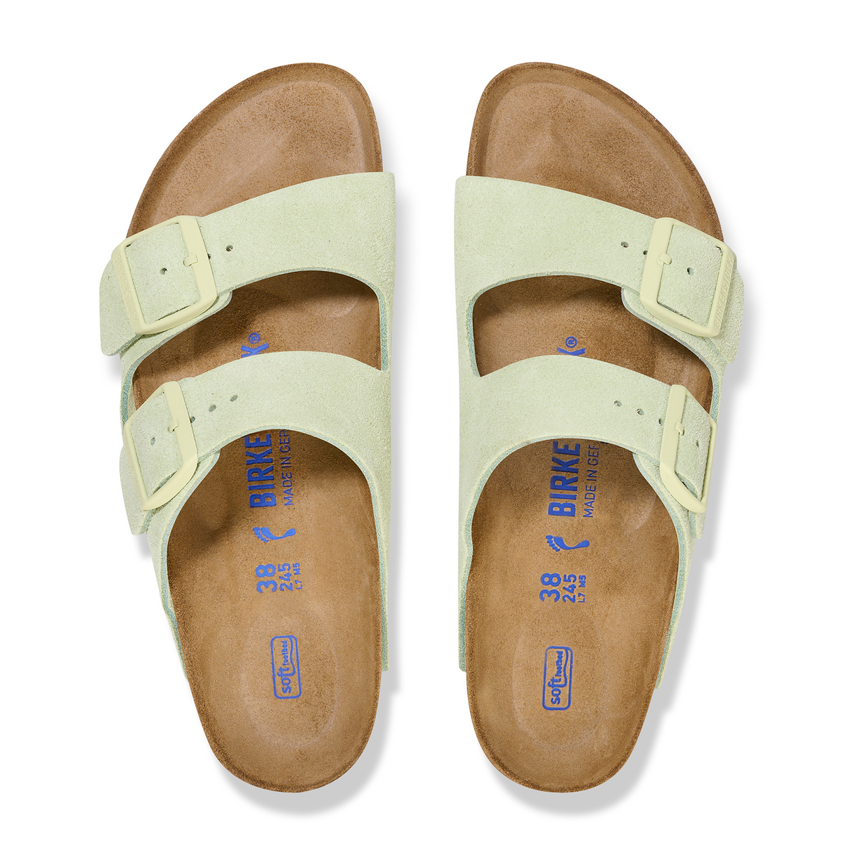 Birkenstock Arizona Soft Footbed Slide Sandal (Women) - Faded Lime Suede Sandals - Slide - The Heel Shoe Fitters