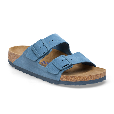 Birkenstock Arizona Soft Footbed Slide Sandal (Women) - Elemental Blue Suede Sandals - Slide - The Heel Shoe Fitters