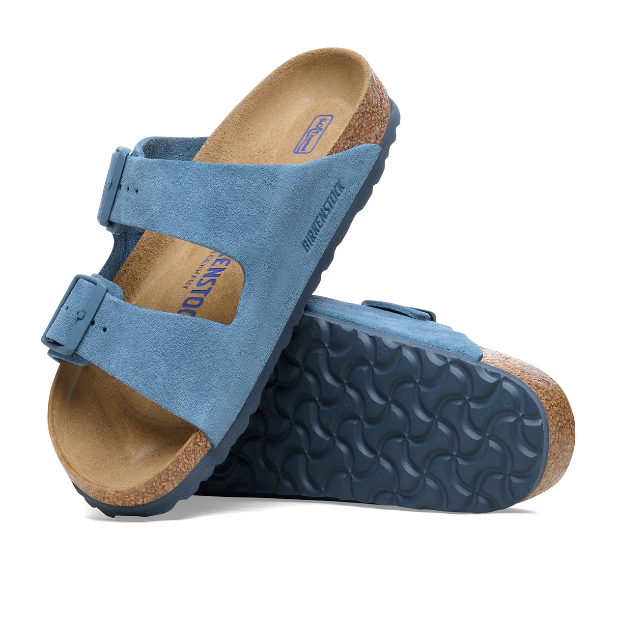 Birkenstock Arizona Soft Footbed Slide Sandal (Women) - Elemental Blue Suede Sandals - Slide - The Heel Shoe Fitters