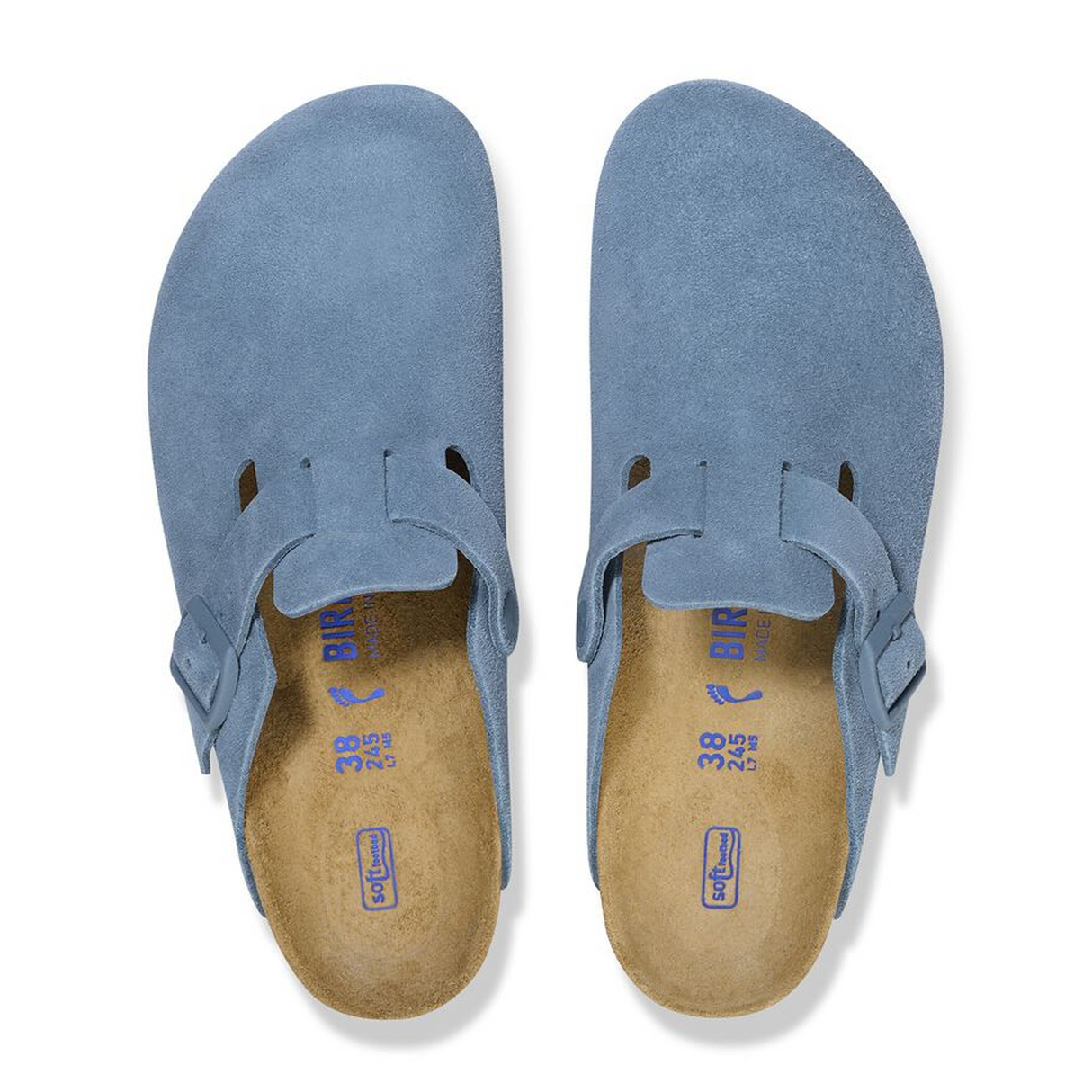 Birkenstock Boston Soft Footbed Clog (Women) - Elemental Blue Suede Dress-Casual - Clogs & Mules - The Heel Shoe Fitters