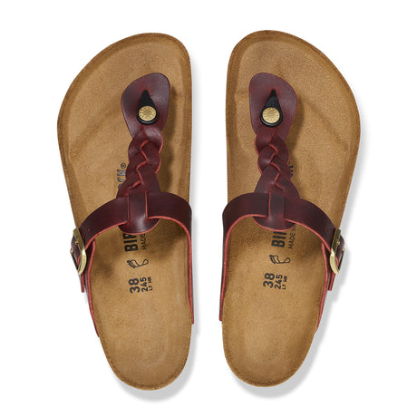 Birkenstock Gizeh Braid Sandal (Women) - Zinfandel Oiled Leather Sandal - Slide - The Heel Shoe Fitters