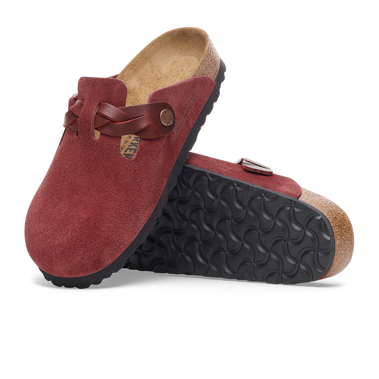 Birkenstock Boston Braid Narrow Clog (Women) - Zinfandel Suede Dress-Casual - Clogs & Mules - The Heel Shoe Fitters