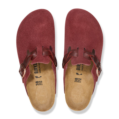 Birkenstock Boston Braid Narrow Clog (Women) - Zinfandel Suede Dress-Casual - Clogs & Mules - The Heel Shoe Fitters