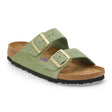 Birkenstock Arizona Soft Footbed Narrow Slide Sandal (Women) - Green Tea Suede Sandal - Slide - The Heel Shoe Fitters