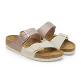 Birkenstock Arizona Narrow Slide Sandal (Women) - Eggshell/Metallic Copper Birko-Flor Sandal - Slide - The Heel Shoe Fitters