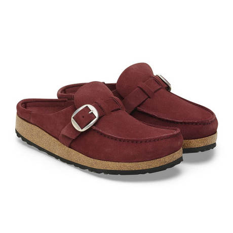 Birkenstock Buckley Narrow Clog (Women) - Zinfandel Suede Dress-Casual - Clogs & Mules - The Heel Shoe Fitters