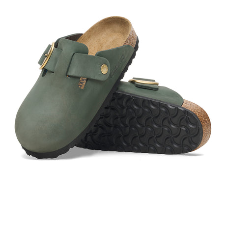 Birkenstock Boston Big Buckle Narrow Clog (Women) - Thyme Nubuck Dress-Casual - Clogs & Mules - The Heel Shoe Fitters