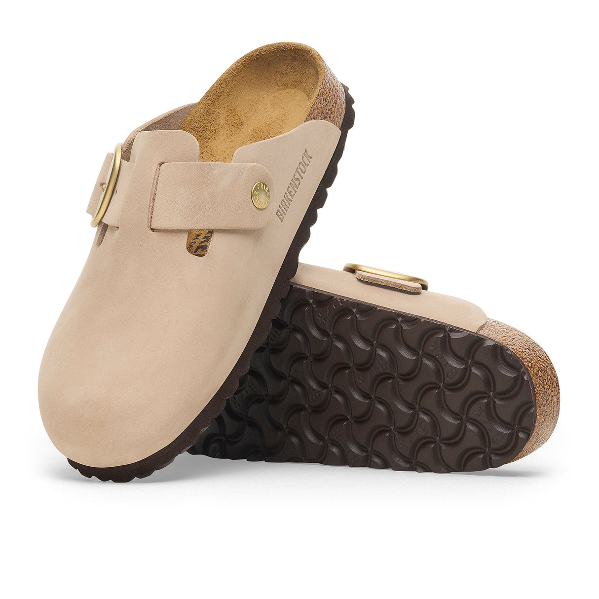 Birkenstock Boston Big Buckle Narrow Clog (Women) - Sandcastle Nubuck Dress-Casual - Clogs & Mules - The Heel Shoe Fitters