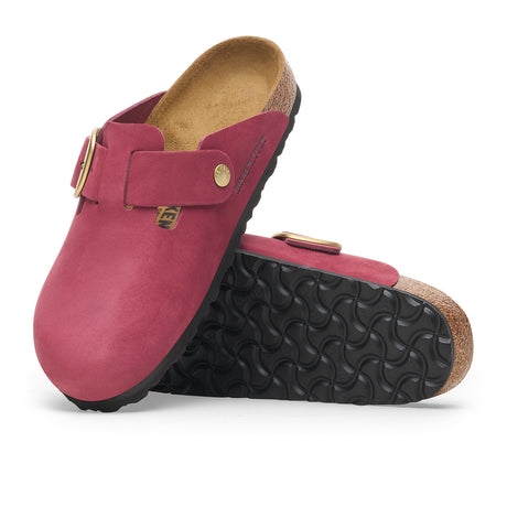 Birkenstock Boston Big Buckle Narrow Clog (Women) - Berry Crush Nubuck Dress-Casual - Clogs & Mules - The Heel Shoe Fitters