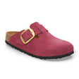 Birkenstock Boston Big Buckle Narrow Clog (Women) - Berry Crush Nubuck Dress-Casual - Clogs & Mules - The Heel Shoe Fitters