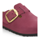 Birkenstock Boston Big Buckle Narrow Clog (Women) - Berry Crush Nubuck Dress-Casual - Clogs & Mules - The Heel Shoe Fitters