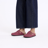 Birkenstock Boston Big Buckle Narrow Clog (Women) - Berry Crush Nubuck Dress-Casual - Clogs & Mules - The Heel Shoe Fitters