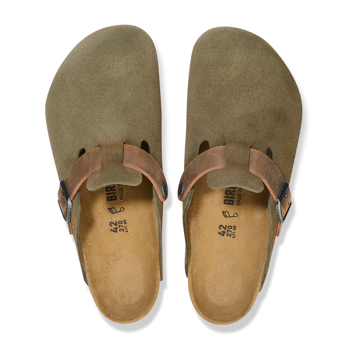 Birkenstock Boston Clog (Men) - Thyme Oiled Leather/Suede Dress-Casual - Clogs & Mules - The Heel Shoe Fitters