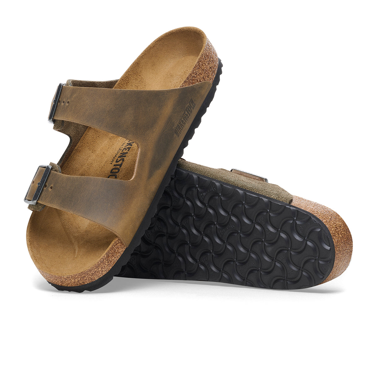 Birkenstock Arizona Slide Sandal (Men) - Thyme Oiled Leather/Suede Sandal - Slide - The Heel Shoe Fitters