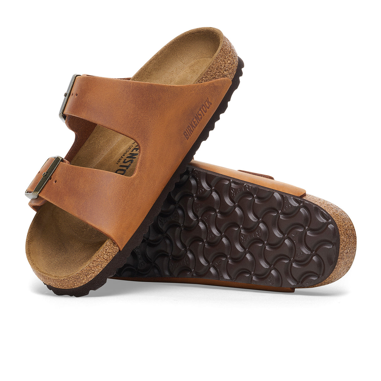 Birkenstock Arizona Slide Sandal (Men) - Cognac Oiled Leather Sandal - Slide - The Heel Shoe Fitters