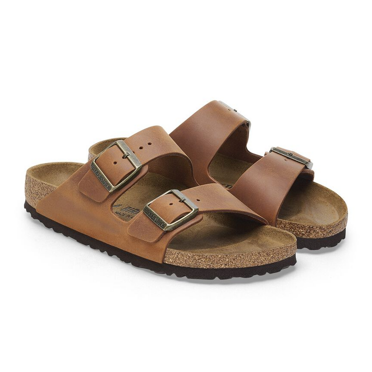 Birkenstock Arizona Slide Sandal (Men) - Cognac Oiled Leather Sandal - Slide - The Heel Shoe Fitters