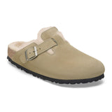 Birkenstock Boston Narrow Clog (Women) - Taupe Suede/Sandcastle Shearling Dress-Casual - Clogs & Mules - The Heel Shoe Fitters