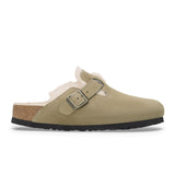 Birkenstock Boston Narrow Clog (Women) - Taupe Suede/Sandcastle Shearling Dress-Casual - Clogs & Mules - The Heel Shoe Fitters