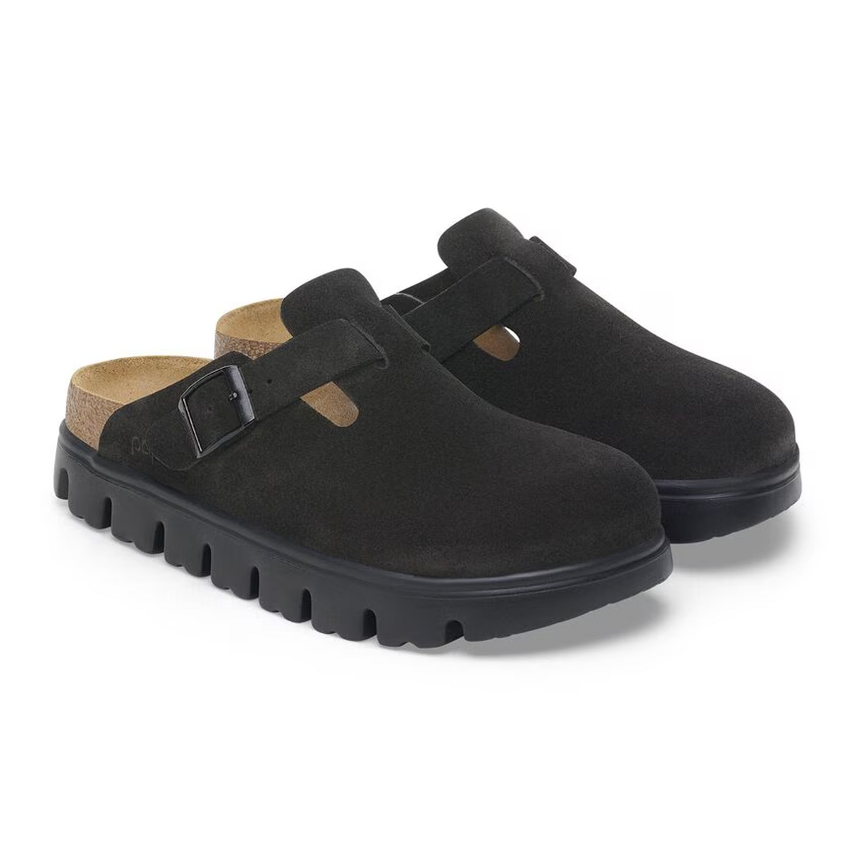 Birkenstock Boston Chunky Narrow Clog (Women) - Black Suede Dress-Casual - Clogs & Mules - The Heel Shoe Fitters