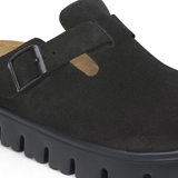 Birkenstock Boston Chunky Narrow Clog (Women) - Black Suede Dress-Casual - Clogs & Mules - The Heel Shoe Fitters