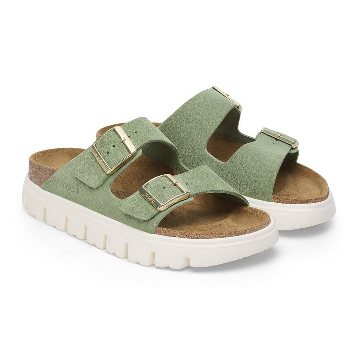 Birkenstock Arizona Chunky Slide Sandal (Women) - Green Tea Suede Sandal - Slide - The Heel Shoe Fitters