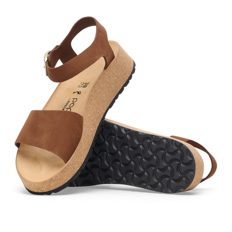 Birkenstock Glenda Narrow Wedge Sandal (Women) - Dark Tea Nubuck Sandal - Heel/Wedge - The Heel Shoe Fitters