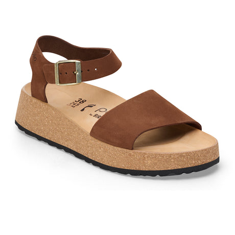 Birkenstock Glenda Narrow Wedge Sandal (Women) - Dark Tea Nubuck Sandal - Heel/Wedge - The Heel Shoe Fitters