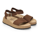 Birkenstock Glenda Narrow Wedge Sandal (Women) - Dark Tea Nubuck Sandal - Heel/Wedge - The Heel Shoe Fitters