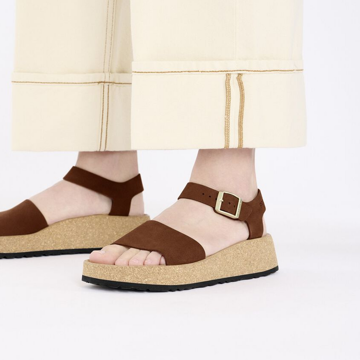 Birkenstock Glenda Narrow Wedge Sandal (Women) - Dark Tea Nubuck Sandal - Heel/Wedge - The Heel Shoe Fitters