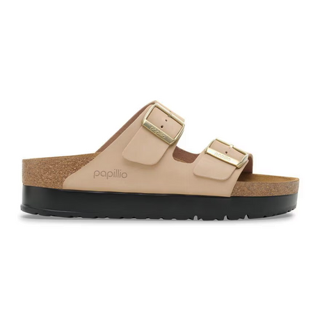 Birkenstock Arizona Platform Narrow Slide Sandal (Women) - Sandcastle Nubuck Sandal - Slide - The Heel Shoe Fitters