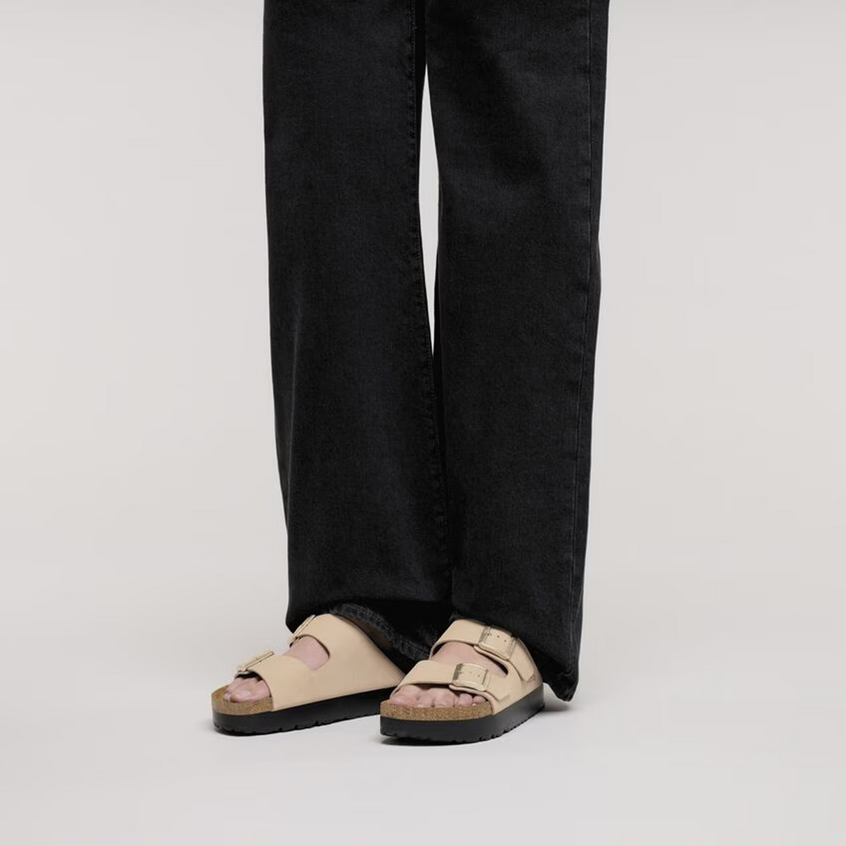 Birkenstock Arizona Platform Narrow Slide Sandal (Women) - Sandcastle Nubuck Sandal - Slide - The Heel Shoe Fitters