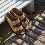 Birkenstock Arizona Platform Narrow Slide Sandal (Women) - Sandcastle Nubuck Sandal - Slide - The Heel Shoe Fitters